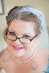 Erin Usawicz Photography Hackettstown New Jersey NJ best wedding photographer vintage tattooed bride birdcage veil pink lipstick retro bride